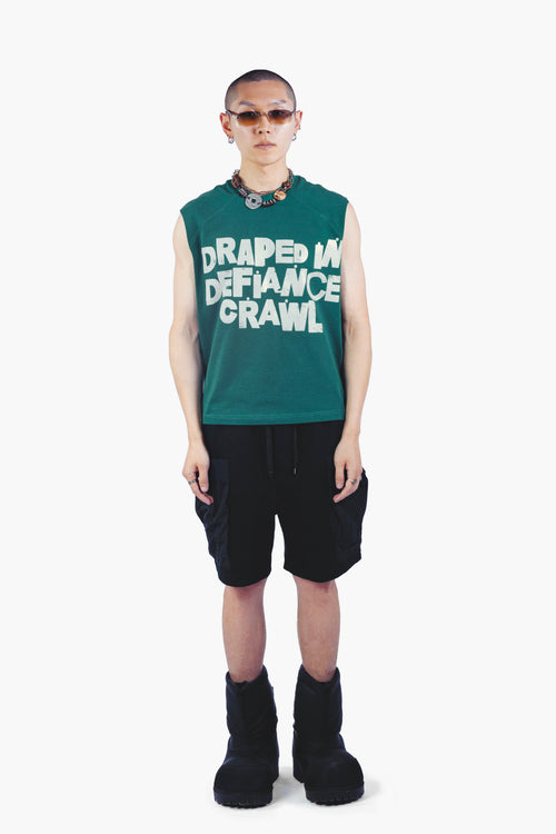 DRAPE SLEEVELESS TSHIRT GREEN UNISEX